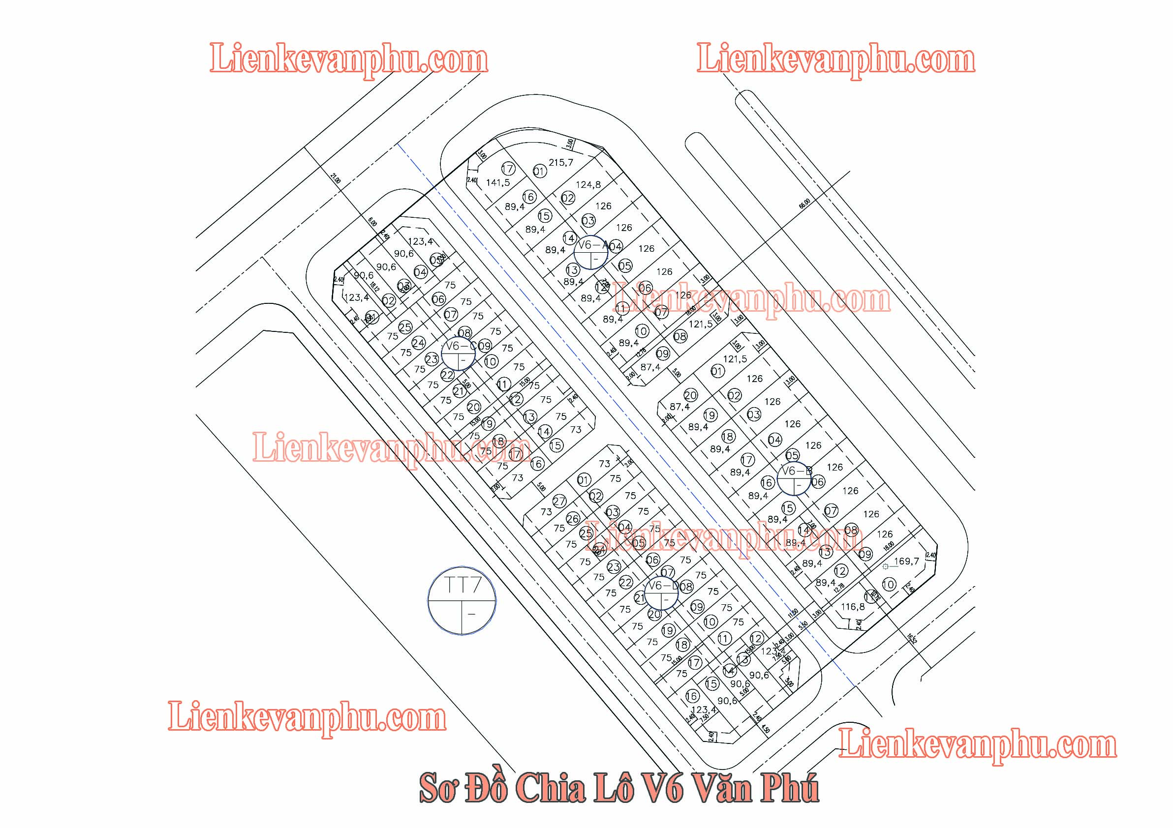 bản đồ chia lô V6 Văn Phú