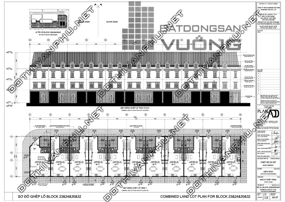 Sơ đồ ghép khối liền kề văn phú Hibrand - khu đô thị Văn Phú