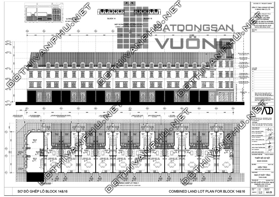 Sơ đồ ghép khối liền kề văn phú Hibrand - khu đô thị Văn Phú