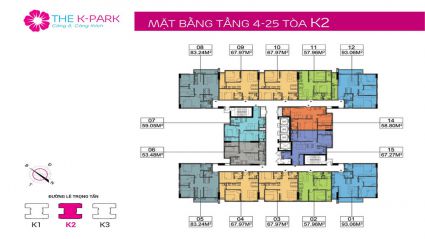 Bán căn góc Chung cư căn 05 tòa K3, cửa Đông - Bắc ban công Tây - Nam, Chung cư The K Park [#H1641.1414]